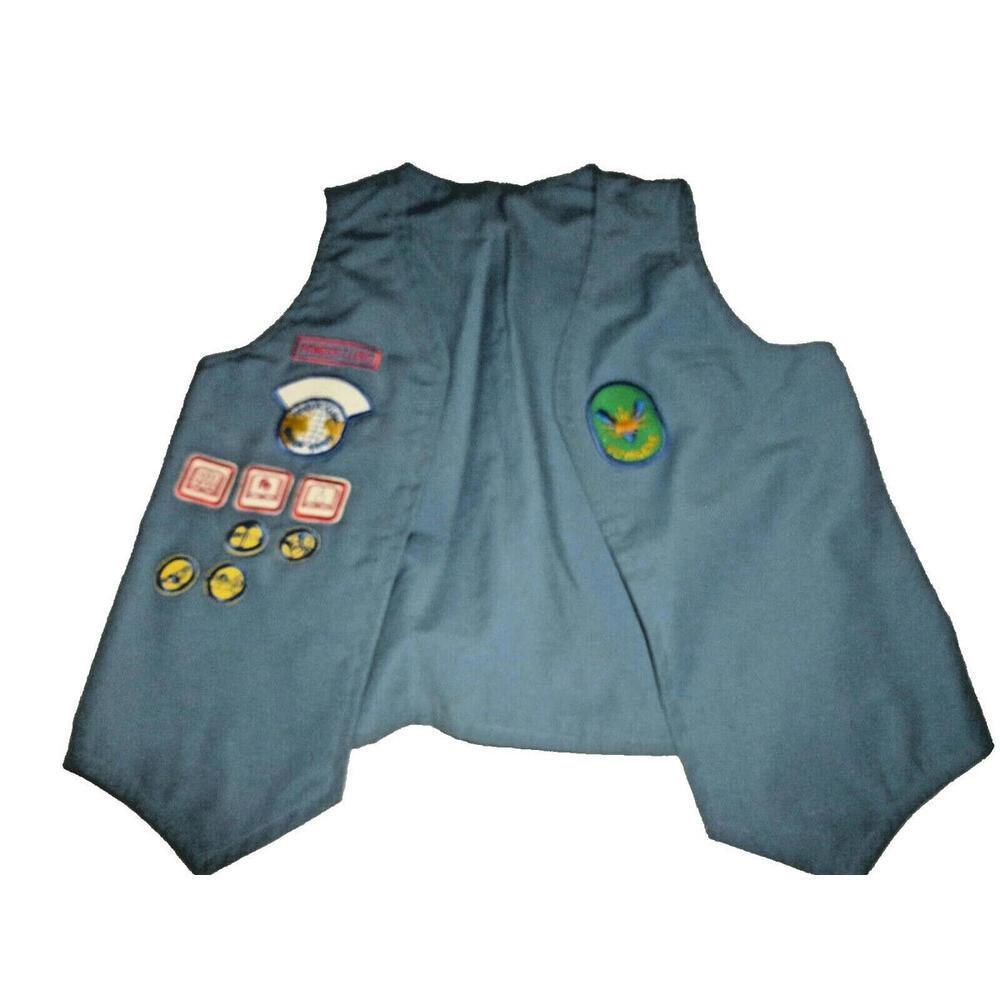 Pioneer Clubs Voyagers Youth Uniform Vest Blue‎ with Merit Patches Badges